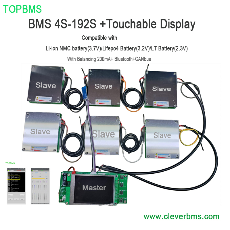 TOPBMS HV BMS 4S-192S With Bluetooth + DISPLAY + CANbus Communication + RS232 Communication